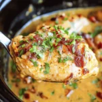 Crock Pot Marry Me Chicken Recipe: The Ultimate Crock Pot Chicken Recipe 2 Close-up of Crock Pot Marry Me Chicken topped with chopped parsley and sun-dried tomatoes in a creamy sauce.