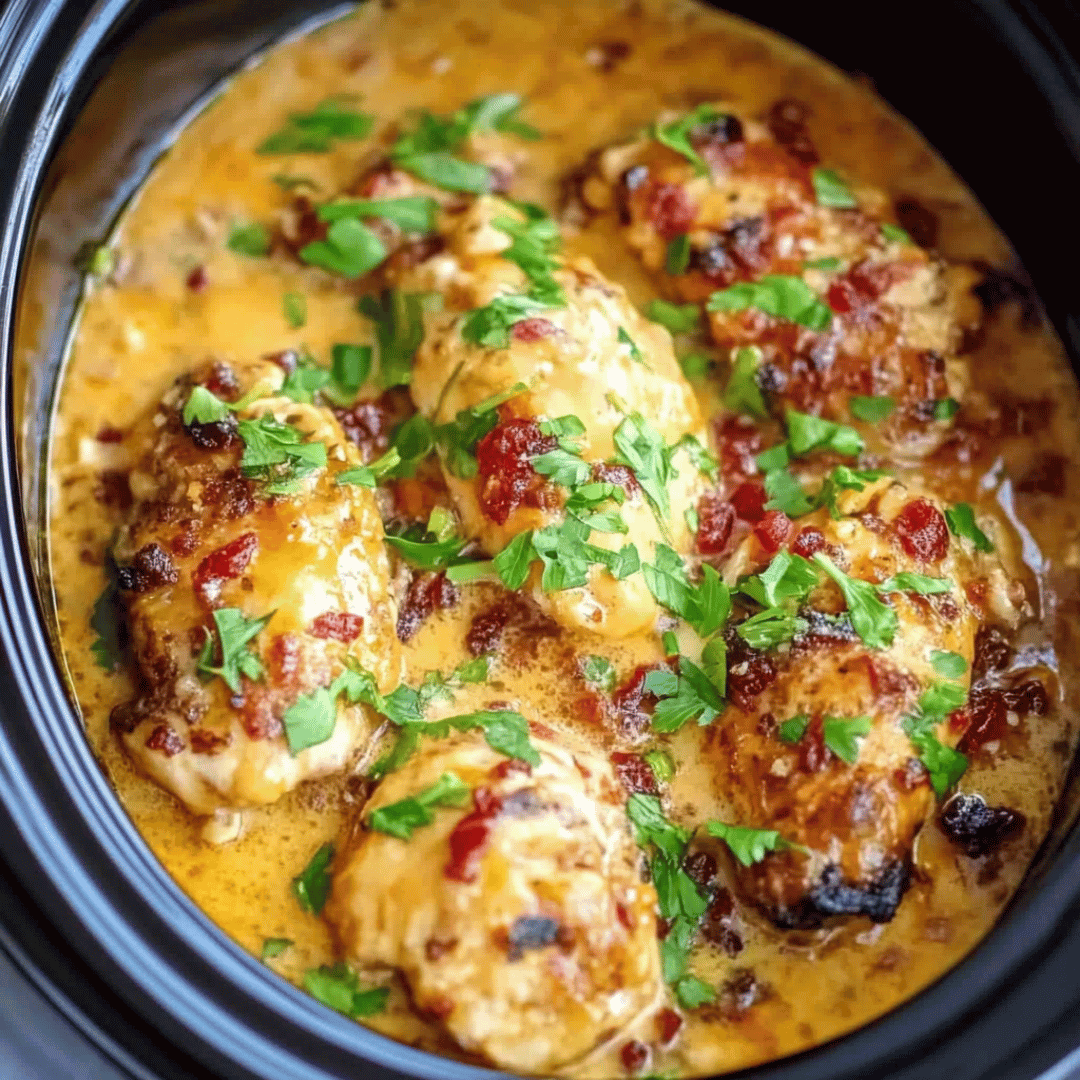Slow Cooker Marry Me Chicken – Creamy, Flavor-Packed Comfort Food Crock Pot Marry Me Chicken breasts simmering in a creamy garlic-Parmesan sauce, topped with sun-dried tomatoes and fresh parsley.