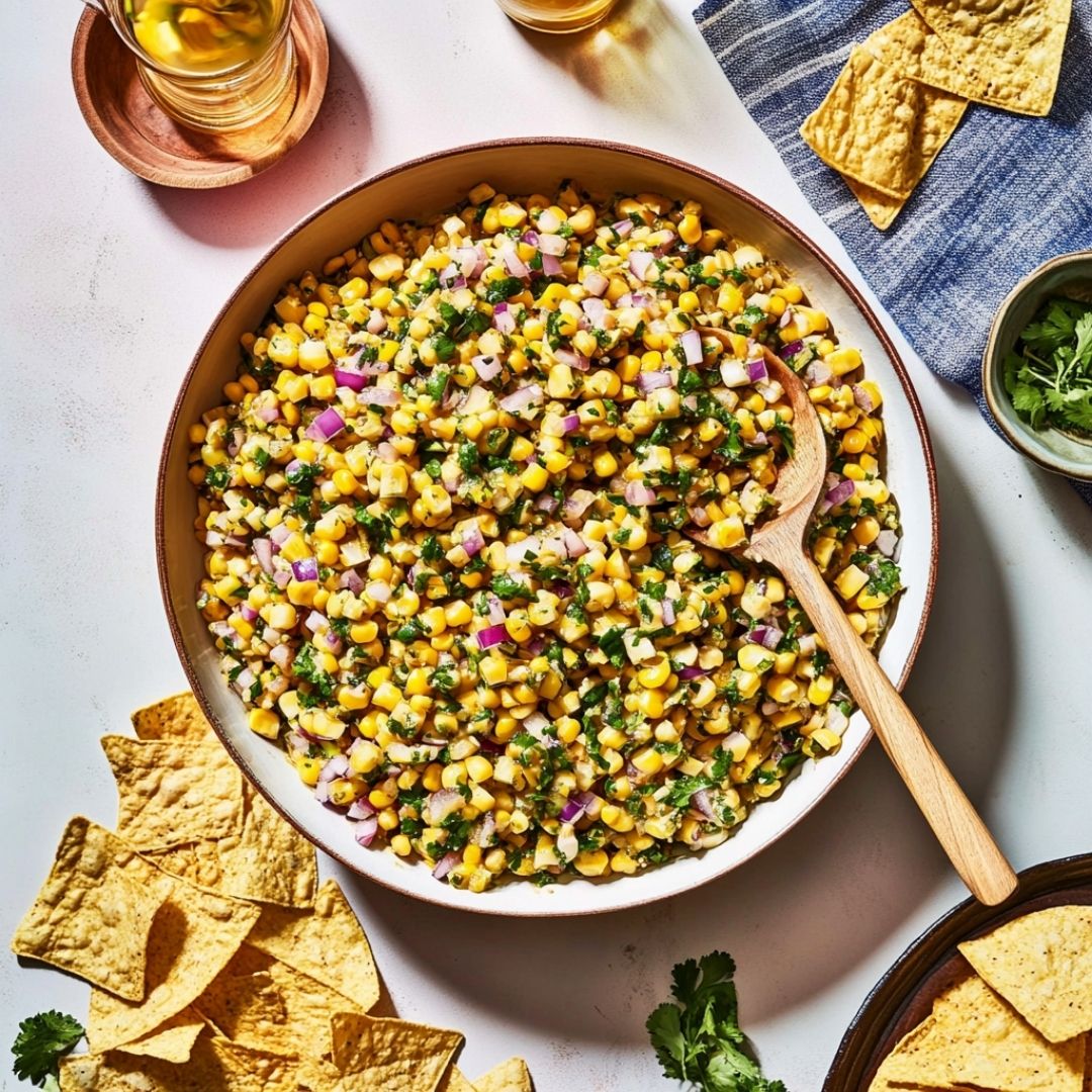 Homemade Chipotle Corn Salsa with Tortilla Chips homemade chipotle corn salsa recipe served with tortilla chips