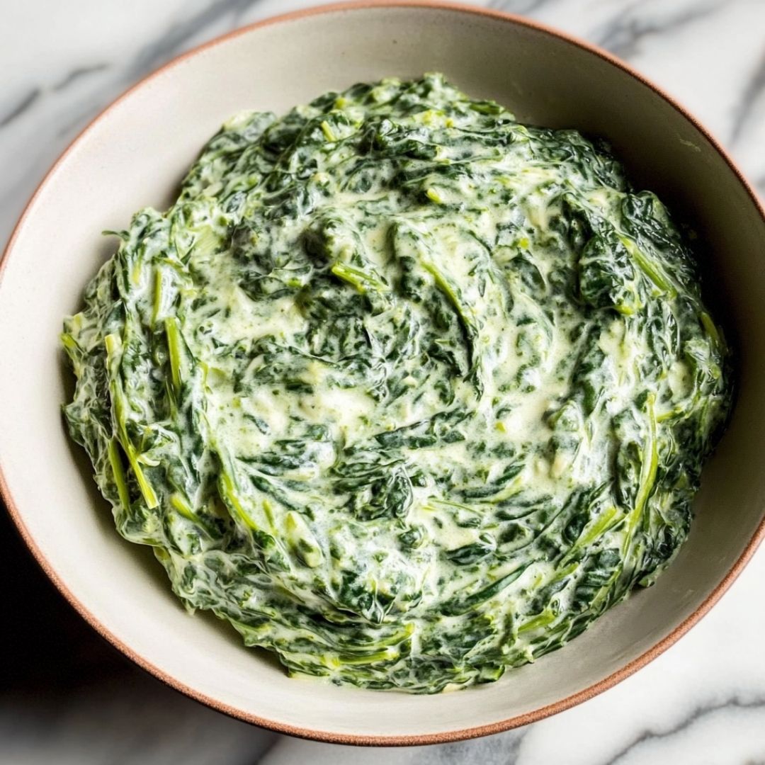 Homemade Creamed Spinach Homemade creamed spinach in a bowl